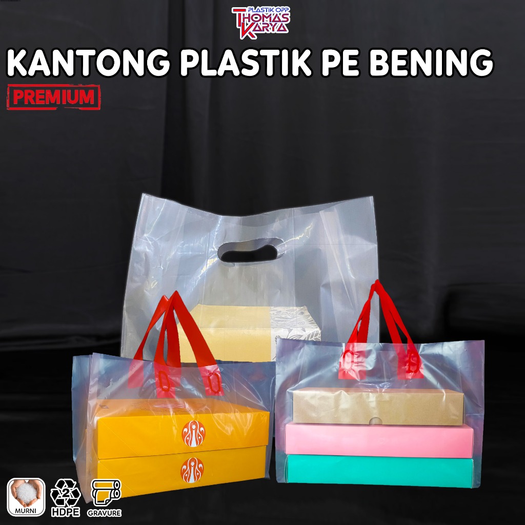 ECER Kantong Plastik PE Bening muat Dus Donat / Mika Bento / Box Brownies