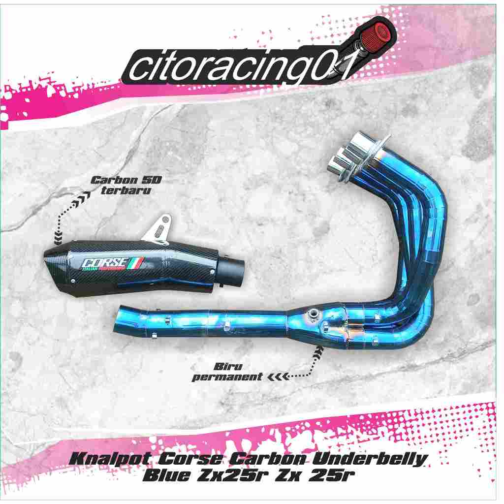 Knalpot Corse Carbon Underbelly Blue Zx25r Zx 25r PNP