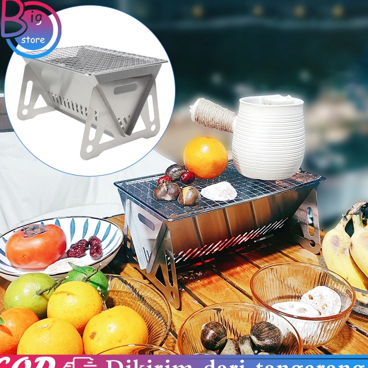 oN Pemanggang Camping Set Grill Pemanggang Portable Pemanggang Serbaguna Dirakit Lipat Bbq Grill Set
