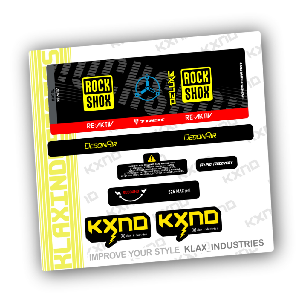 Decal rearshock RockShox Deluxe RT3 RE AKTIV trek  KLAX INDUSTRIES stiker sepeda