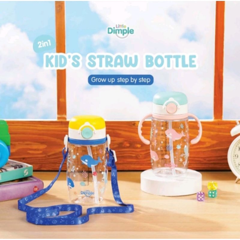 Little Dimple 2in1 kid's straw bottle 350ml | botol minum anak dengan tali | tempat minum anak