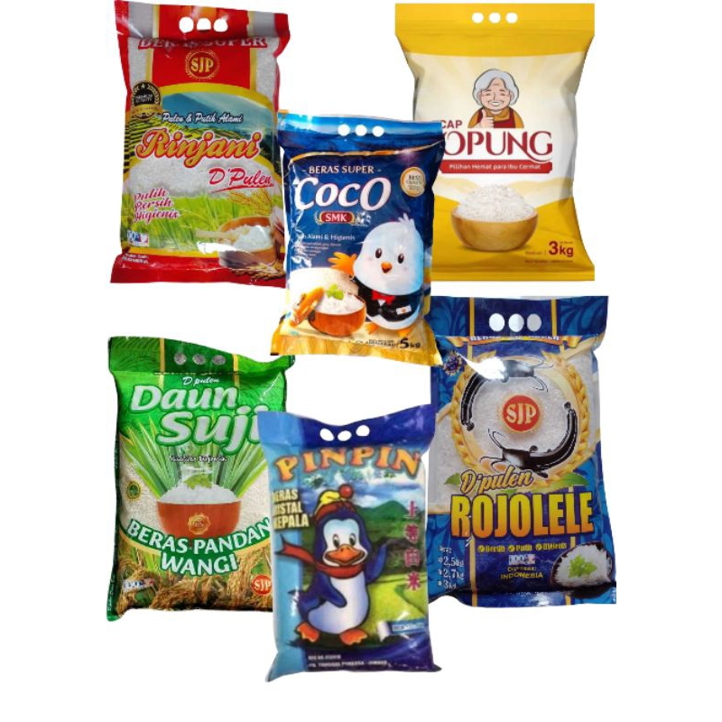 

JUAL BERAS 3 KG OPUNG, SUJI,COCO,ROJOLELE,RINJANI, PINPIN