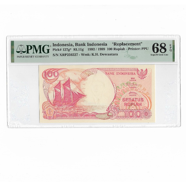 Indonesia 100 Rupiah 1992/1999 P 127g* Replacement PMG 68 Superb Gem UNC EPQ