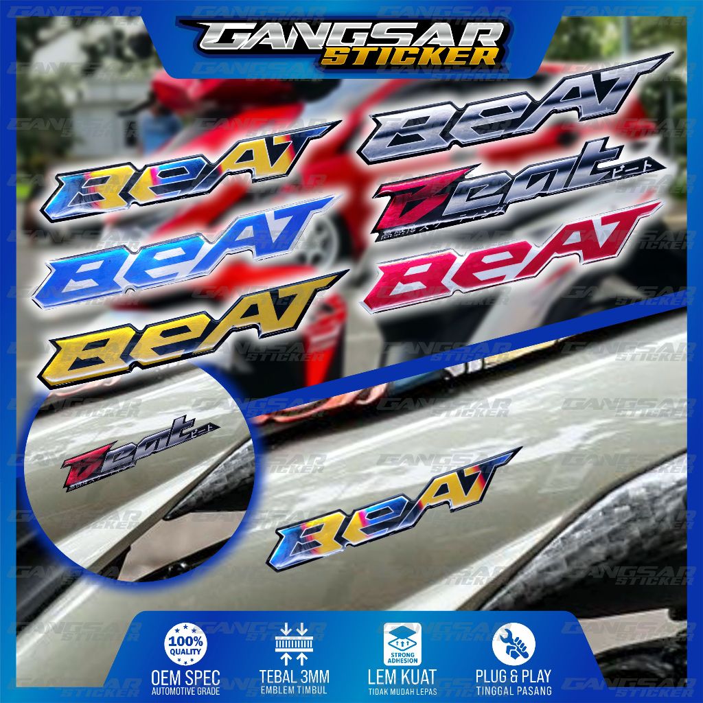 emblem timbul honda beat / emblem titanium honda beat / emblem beat jepang