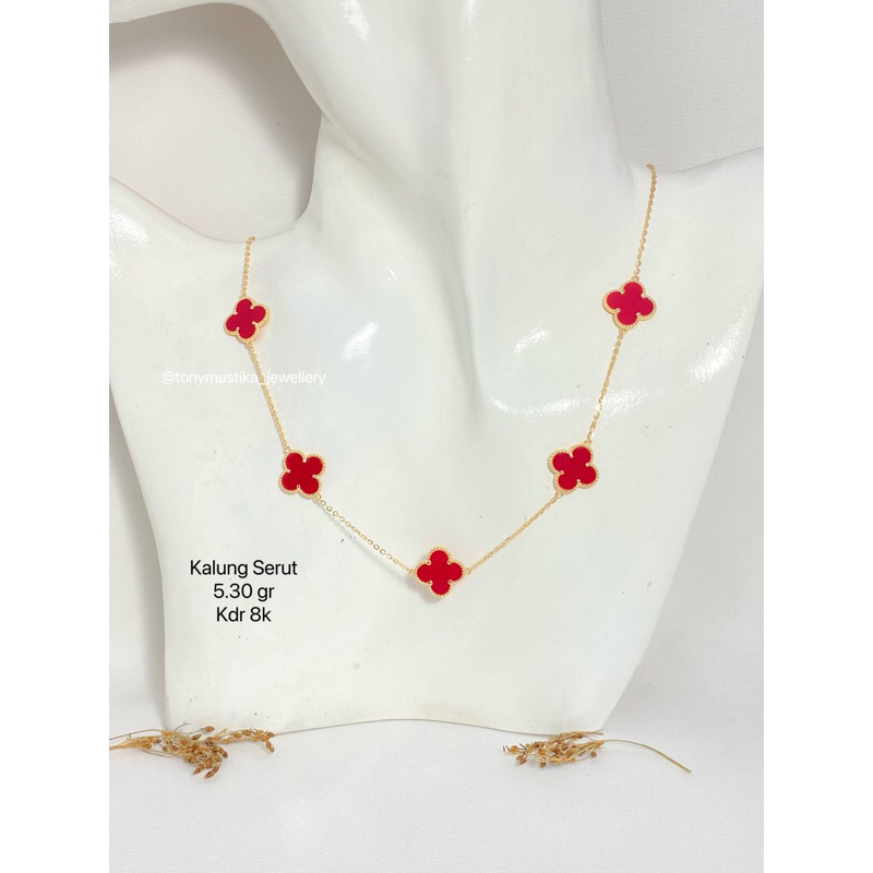 Kalung Emas Serut Model Vancle*f Merah Gold 8K