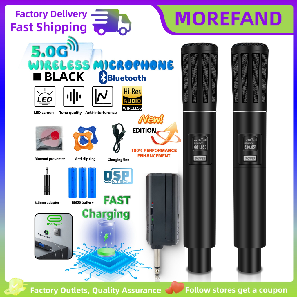 Mikrofon nirkabel Microphone karaoke Wireless microphone Wireless UHF Microphone Microphone Karaoke 