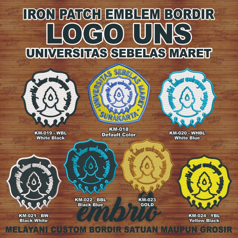 Patch UNS emblem bordir logo Almamater Universitas Negeri Surakarta Sebelas Maret Solo - 7cm - Embri