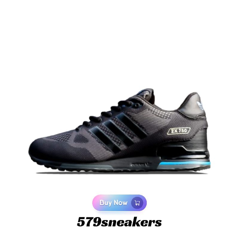 Adidas Zx 750 Full Black Sneakers Unisex 100% Original - Sepatu Adidas Zx 750 Original