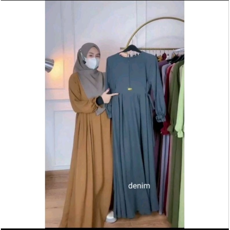 DERA GAMIS CRINKLE AIRFLOW//PAKAIAN WANITA MUSLIMAH-Denimm