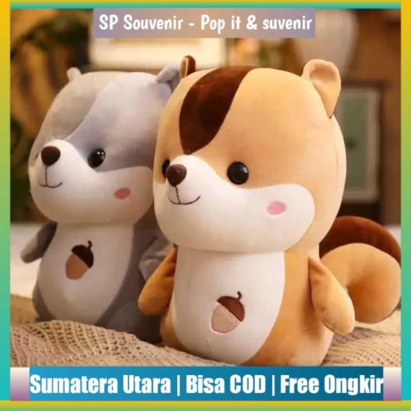 Boneka Tupai Plush Ukuran 20cm | Boneka Hewan Squirell Lucu Bahan Lembut Yelvo