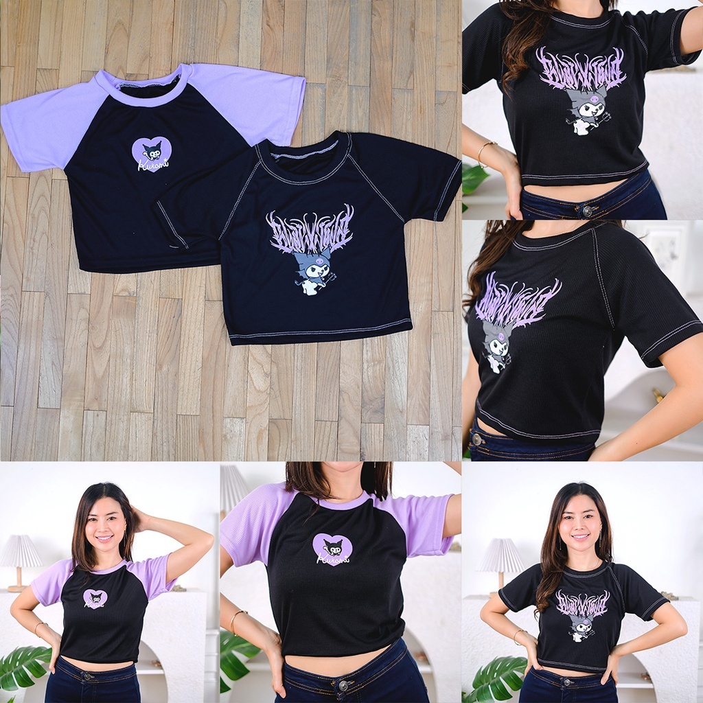Atasan Wanita Kekinian Kuromi Crop Top
