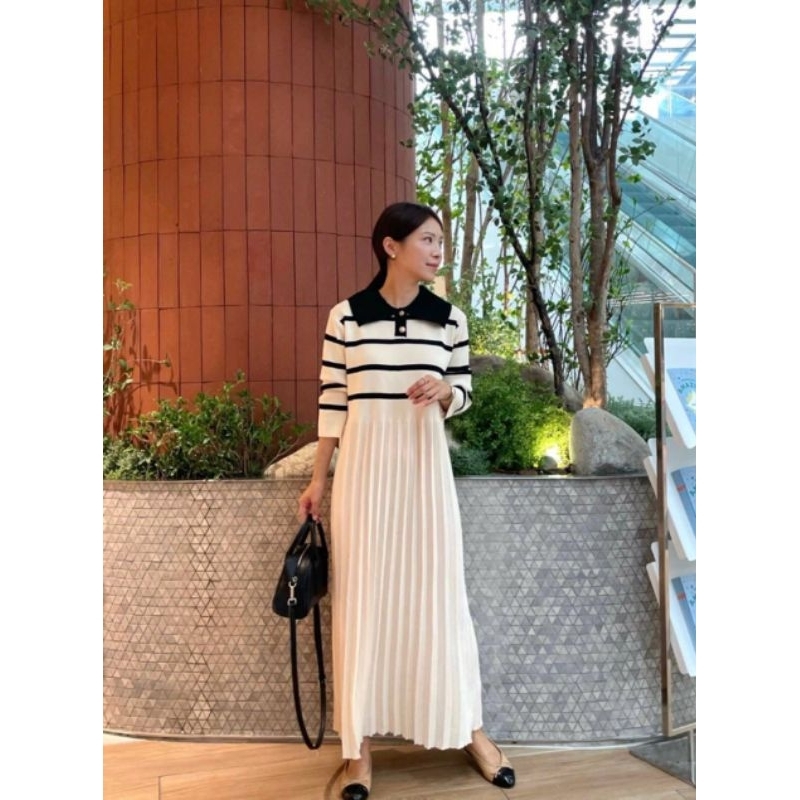 20624 Dress Wanita Mode Garis Garis Wanita Import Premium/Dress Rajut Garis Mix Rok Please Lipat Len