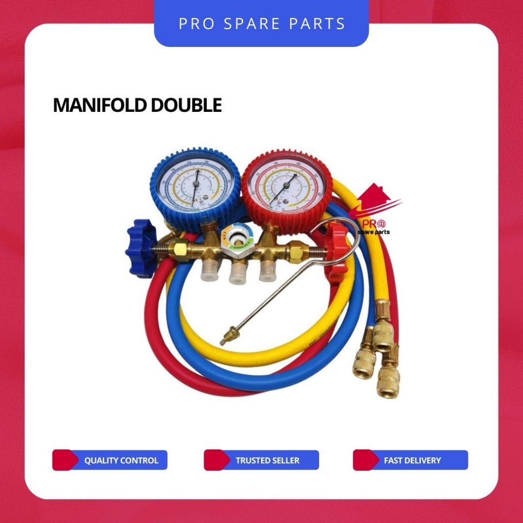 Manifold Double Multi Set Selang/Alat Ukur Tekanan Freon R22-410-134