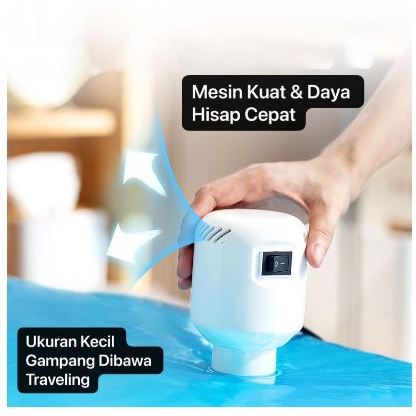 Mesin Vacum Bag Baju Spring Bed Model Portabel Colokan Listrik / Alat Pompa Vacuum Baju Elektrik Des