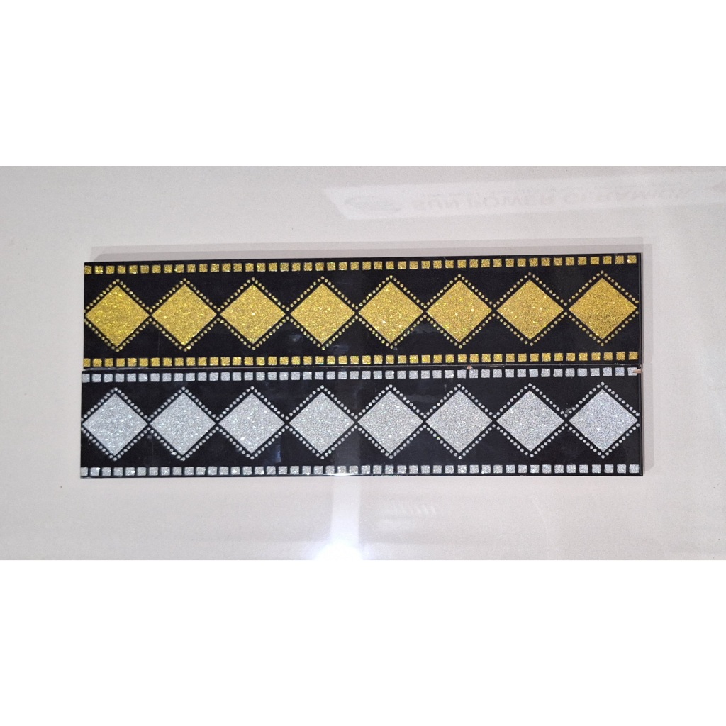 List plin keramik dinding 10x50cm (sandira gold & silver)