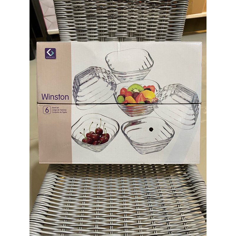 Kimglass Diamond Mangkok Kaca Set 6 Pcs -Satu Set Mangkok Kaca Diamond 355ml Kimglass Isi 6