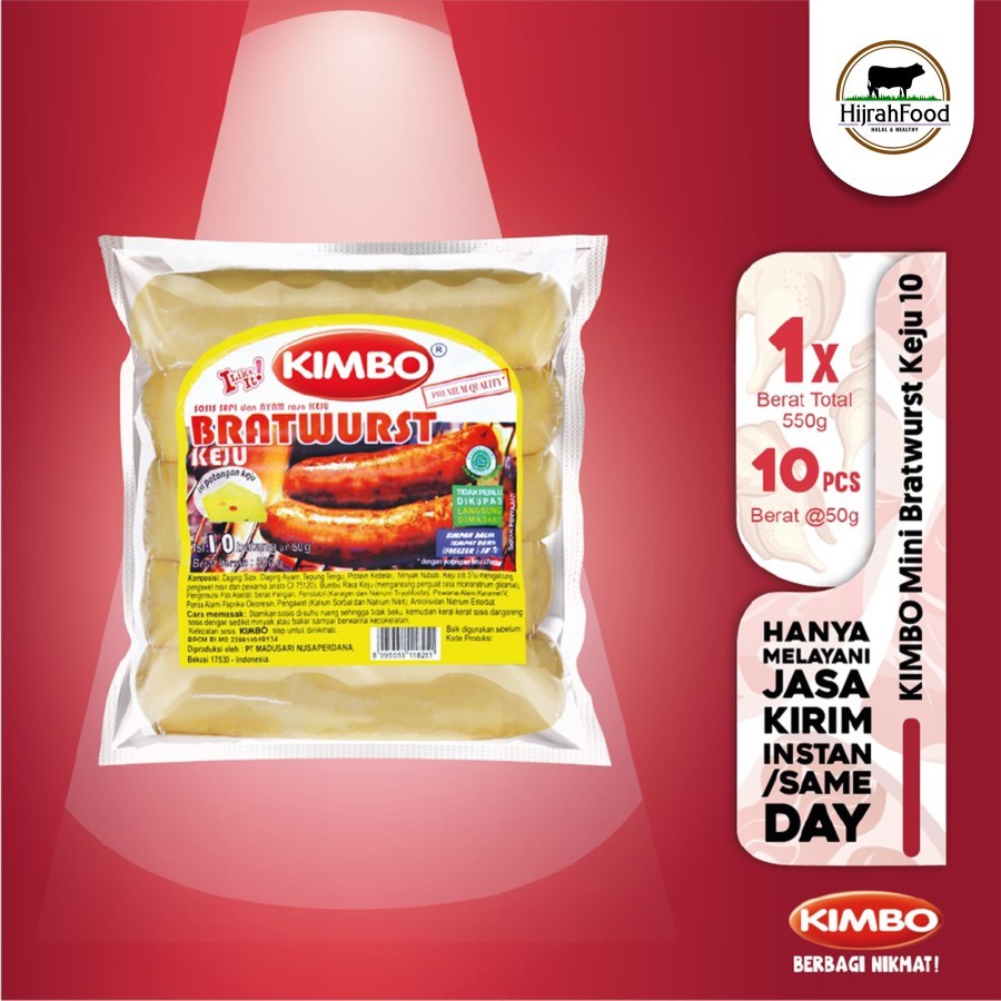 

Kimbo Sosis Sapi Bratwurst Keju 500 gram Siap Masak Premium