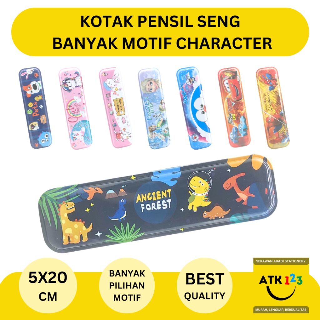 

Kotak Pensil Seng / Kaleng Aneka Motif Character Lucu Mickey Spiderman Doramon Frozen