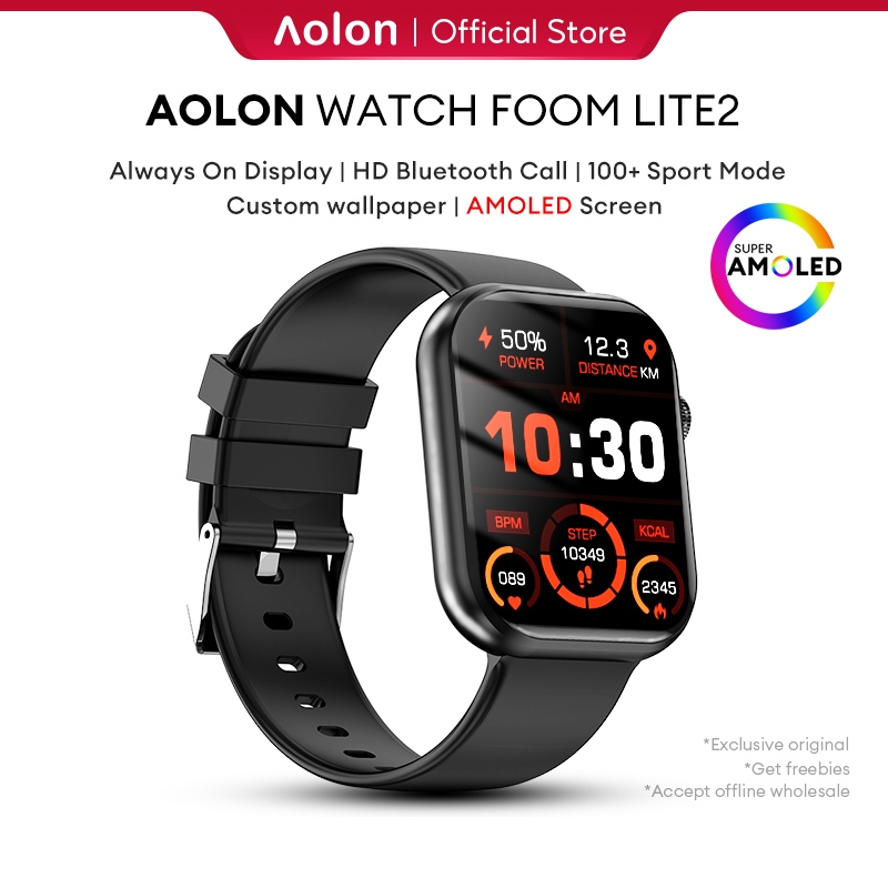 Aolon Foom Lite 2 Smartwatch Amoled Screen Always On Display Bluetooth Call Jam Pintar Custom Wallpa
