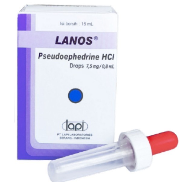 LANOS DROPS 15 ML PSEUDOEPHEDRINE HCL OBAT PILEK HIDUNG TERSUMBAT FLU BAYI