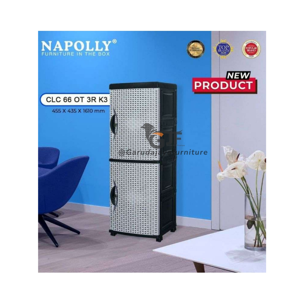 [FULL RAK] LEMARI PAKAIAN PLASTIK + KACA / LEMARI MULTIFUNGSI COCOK ANAK KOS NAPOLLY CLC