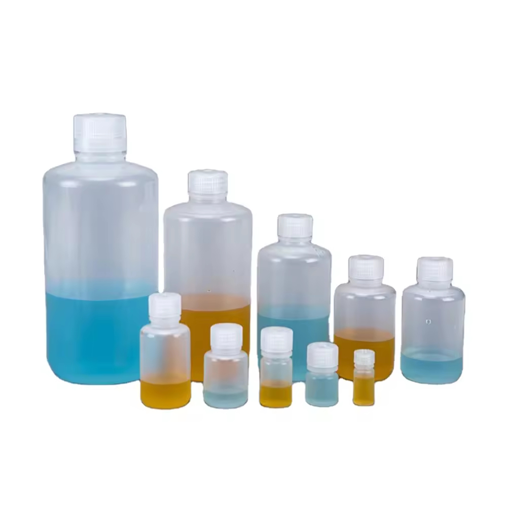 Laboratory Reagent bottle narrow mouth polypropylene PP, natural 1000mL 1L botol media plastik setar