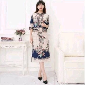 DRESS BATIK WANITA BLAZER (NAVY)