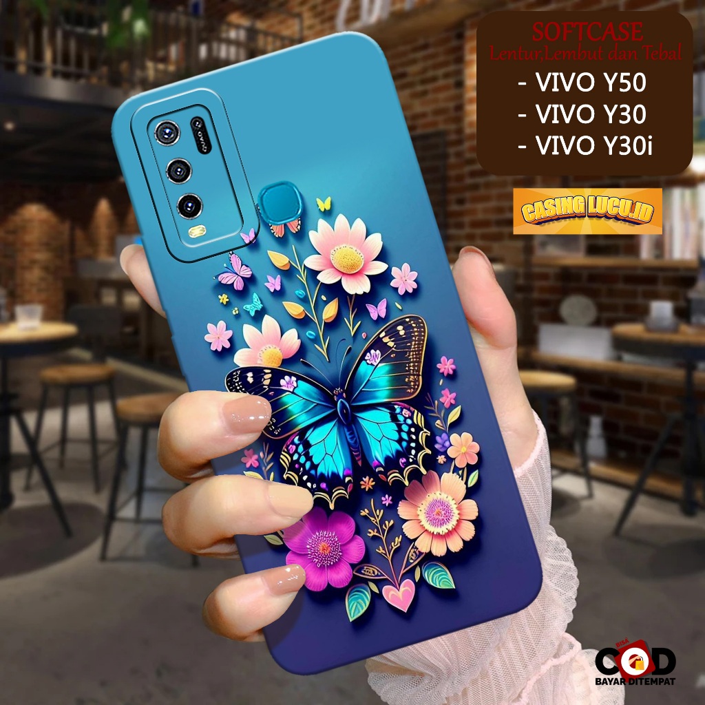 Case Hp Vivo Y30i / Y30 / Y50 Terbaru - Fashion Case Kupu Kupu - Casing Vivo Y30i / Y30 / Y50 - Soft