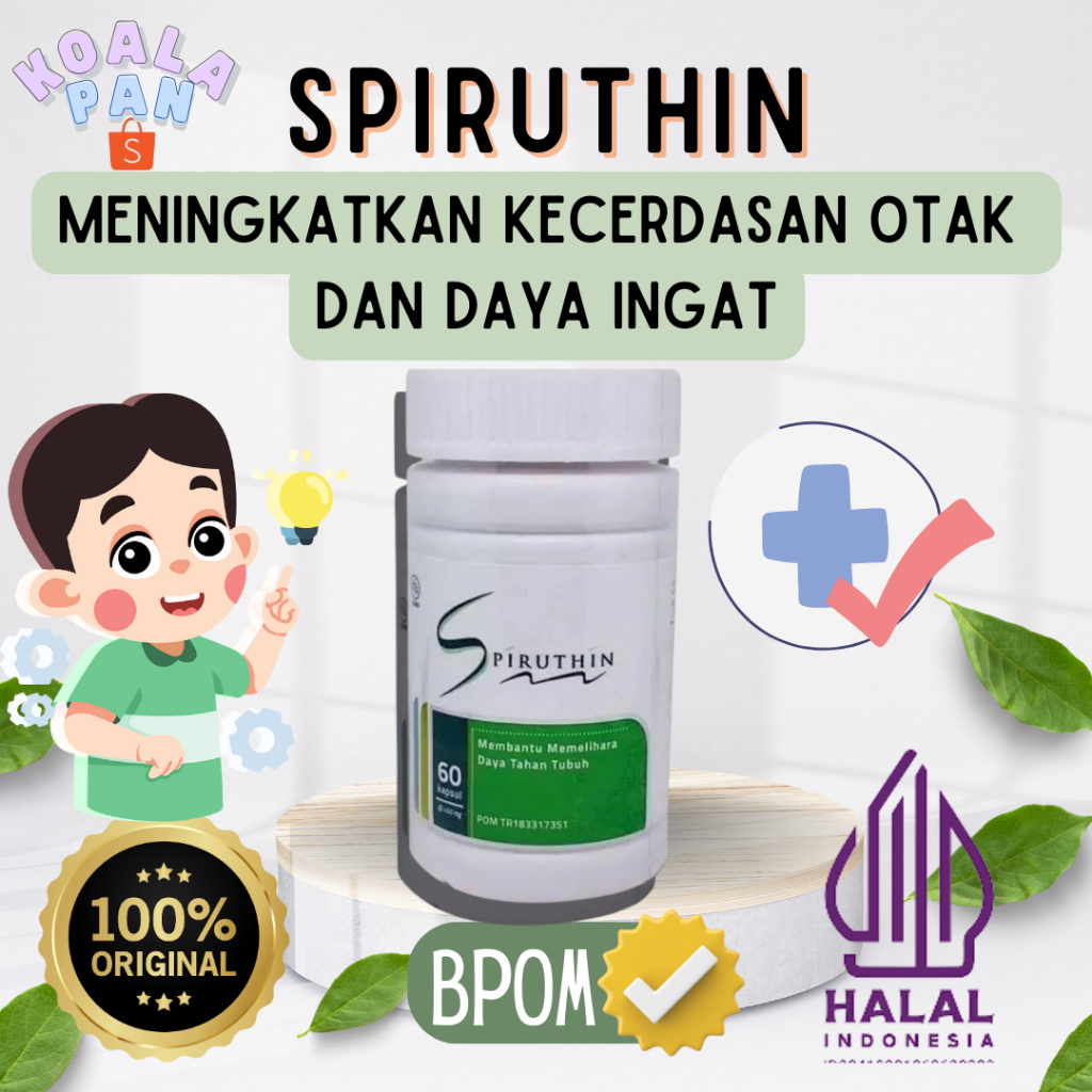 SPIRUTHIN Spirulina Premium Suplemen Herbal 100% Alami – Tingkatkan Imun, Detox Tubuh, Cerahkan Kuli