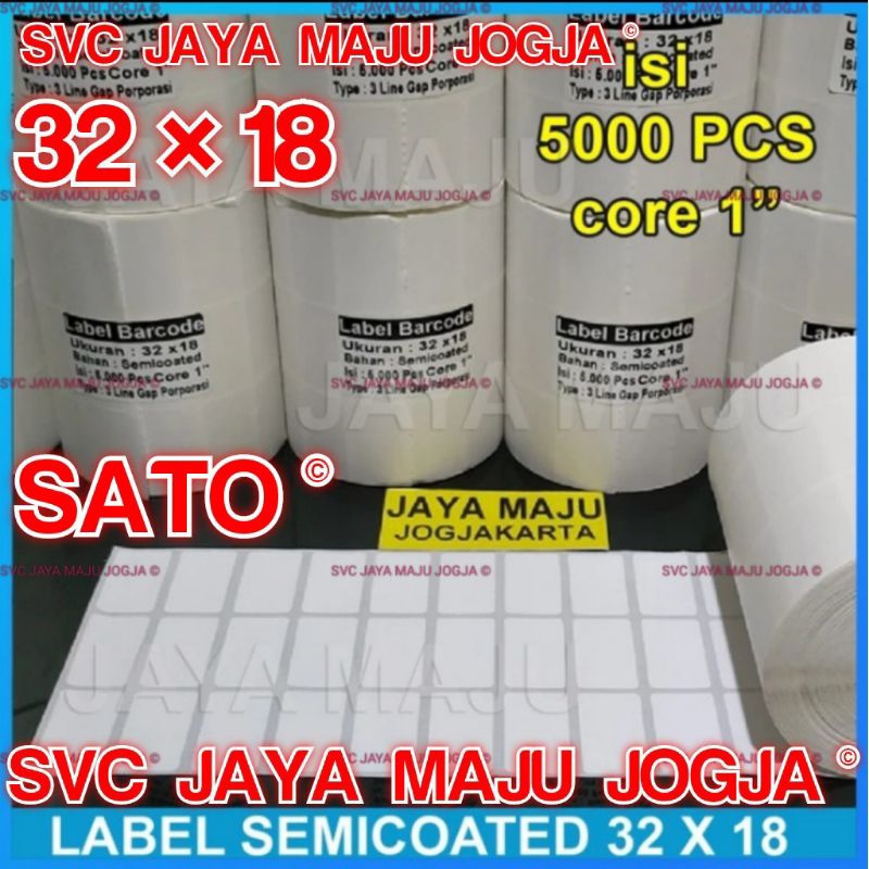 

[ SATO ] 32 X 18 - 3 LINE SEMICOATED - FACE IN - ISI 5.000 PCS || CORE 1" || LABEL BARCODE THERMAL TRANSFER PAKAI RIBBON - FASHION SUPERMARKET TOKO KELONTONG || 32X18 GAP - CG408TT CG408 TT CG 408TT CG 408 TT CX400 CX 400 CZ408 CZ 408