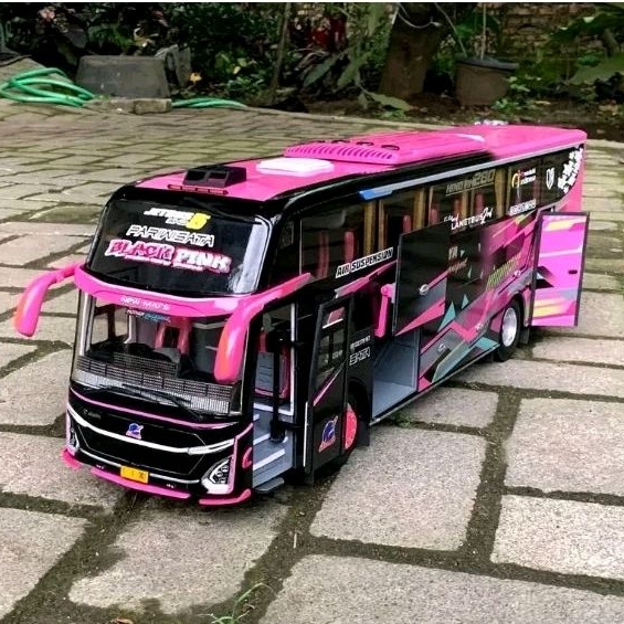 bus mainan anak jb5 black pink sj full lampu Leed bus viral telolet basuri