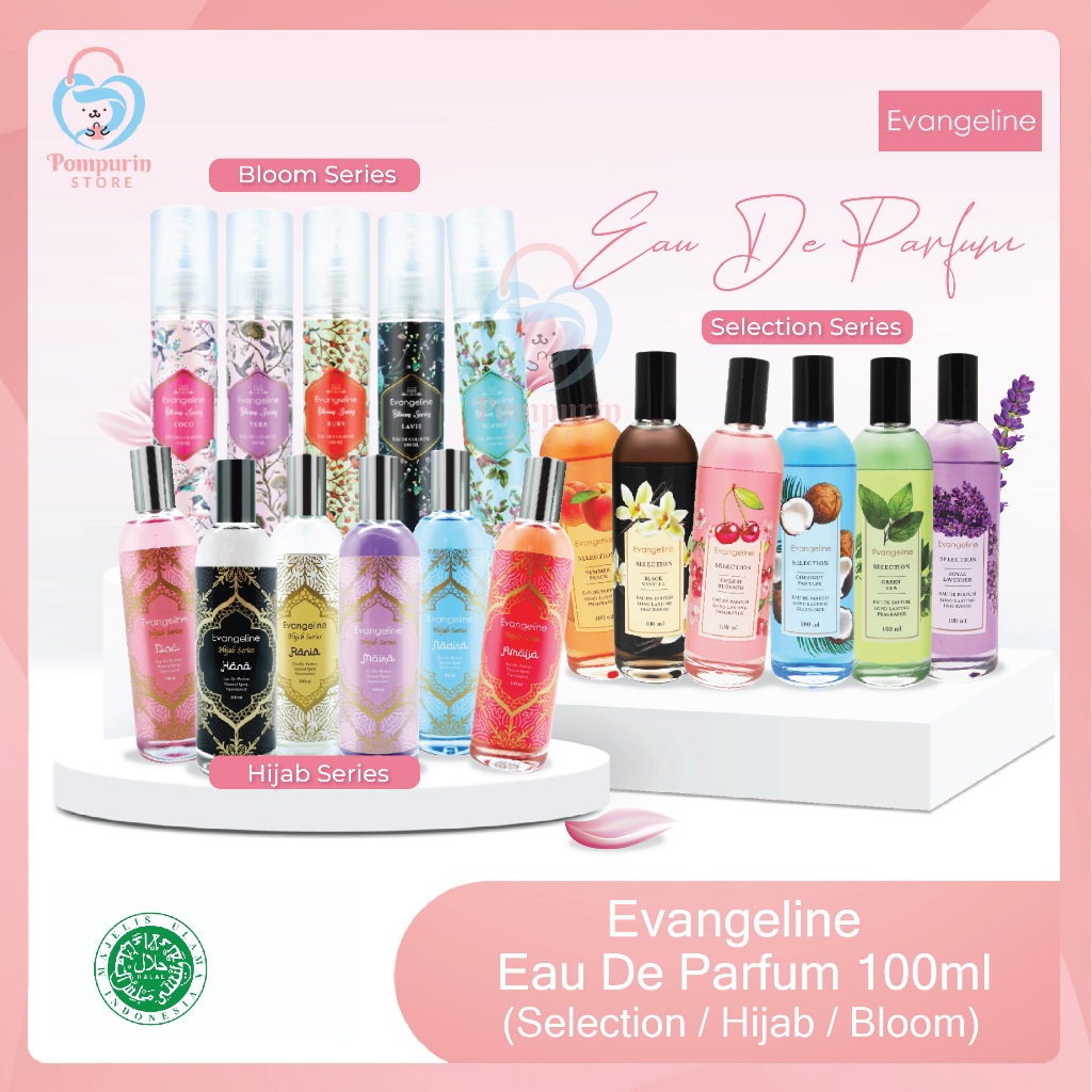 Evangeline Eau De Parfum Selection Series / Hijab Series / Bloom Series 100ml - Parfum Wangi Tahan L