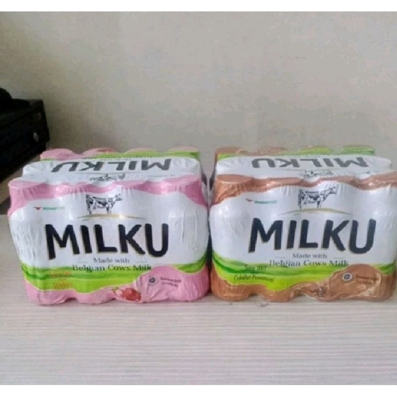 

MILKU MINUMAN RASA COKELAT DAN SRTOBERRI 1 PACK ISI 12 BOTOL