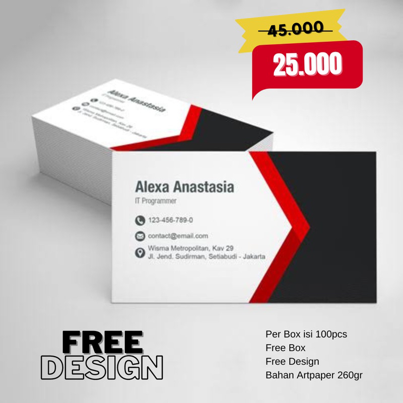 

KARTU NAMA 1 Box isi 100pcs Free box