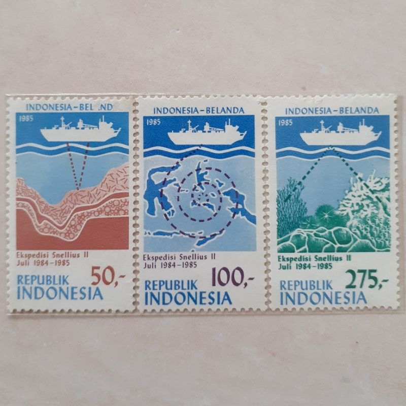 

(A) Perangko Indonesia Ekspedisi Ilmiah Laut Snelius II Tahun 1985 set lengkap 3pcs