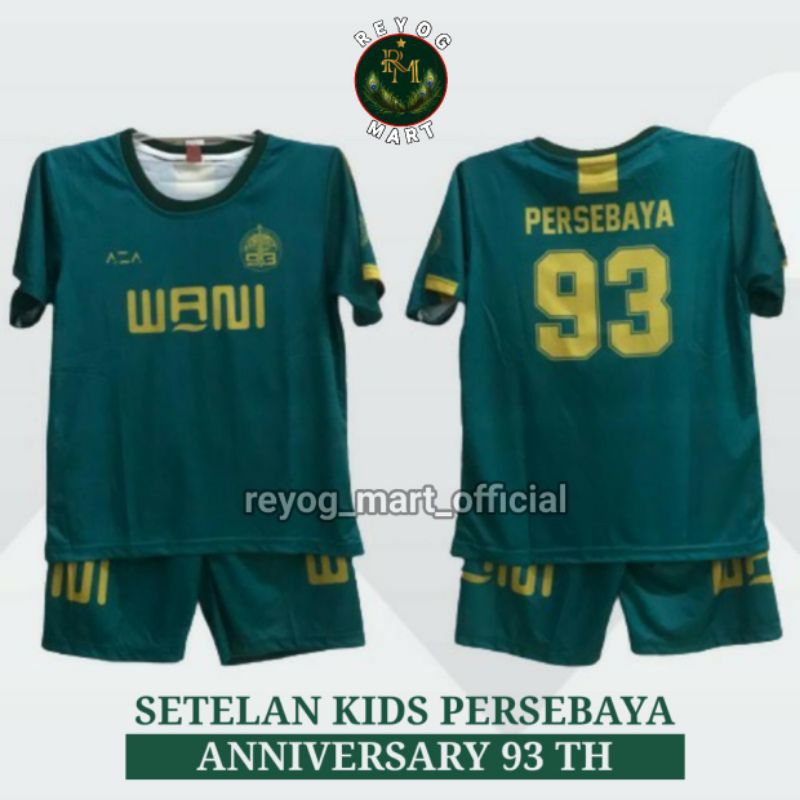 JERSEY KIDS PERSEBAYA ANNIVERSARY 93 TH 2020 SETELAN ANAK RETRO PRINTING LOKAL