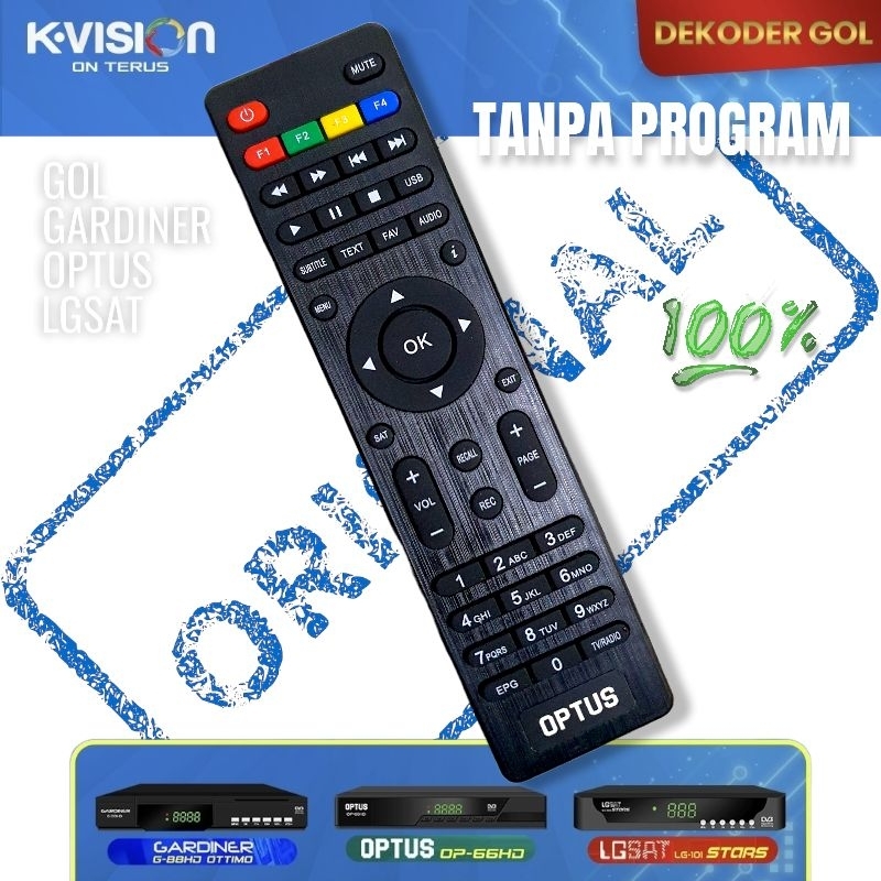 Remote OPTUS OP66 HD ORIGINAL GOL Gardiner LG digital satelit receiver remot tanpa program