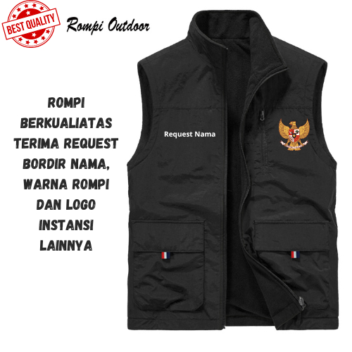 Vest Rompi Custom Indonesia - Jaket Rompi Outdoor Pria Wanita Logo Garuda - Rompi Terlaris Bisa Cust