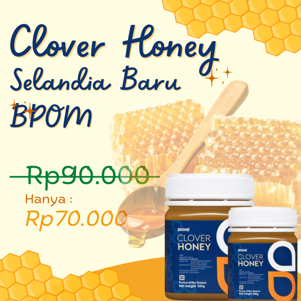 

Madu Clover Honey 500 & 250gr New Zealand Import Kesehatan 100% Original || BPOM RI ML 252109001993.