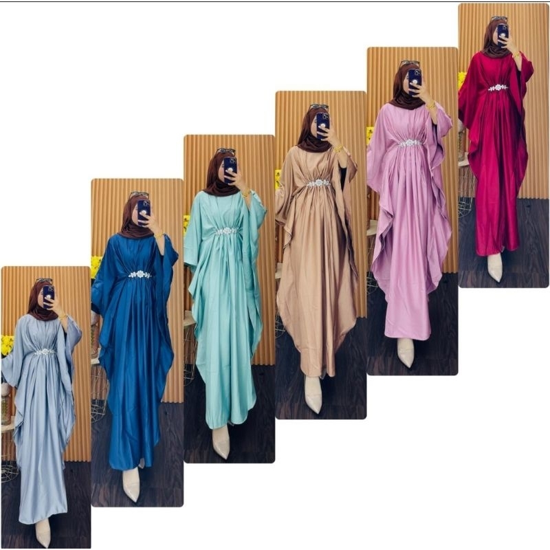 ABAYA KAFTAN DRESS GAMIS SILK LEMBUT OVERSIZE KAFTAN  PERMATA JUMBO SILK PREMIUM BAJU HARI RAYA