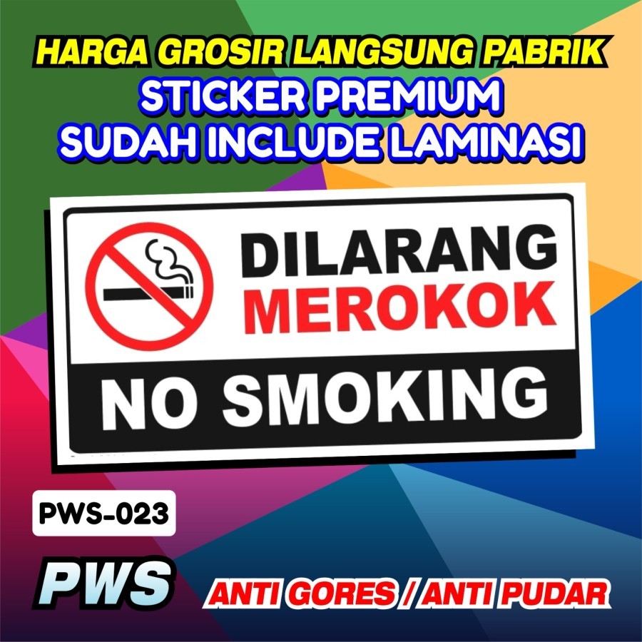 

Stiker Dilarang Merokok No Smoking Hitam Putih / Sticker K3 Anti Air