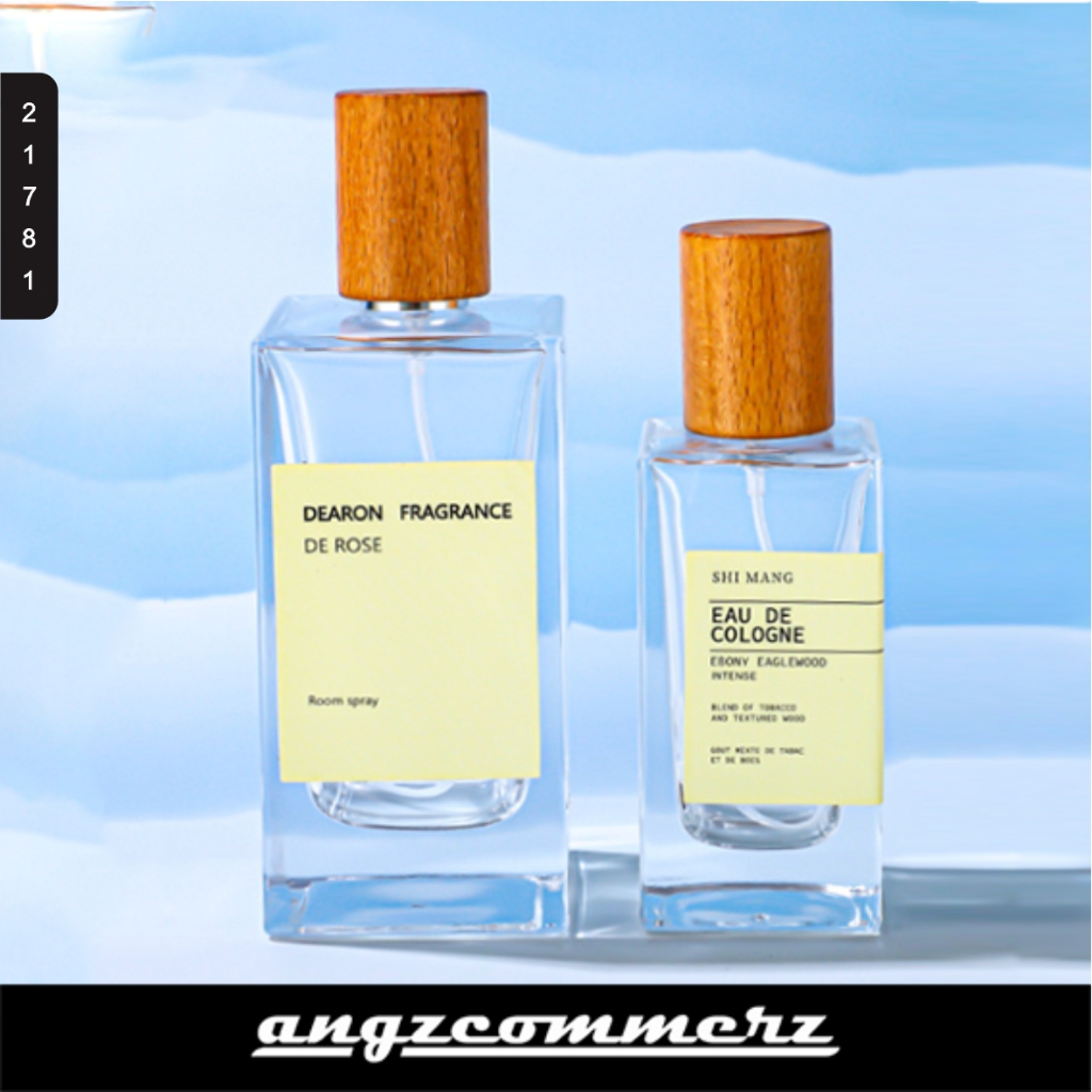 Botol Parfum Spray Press Corak Kayu Estetik Square Perfume Glass Bottle Spray SY