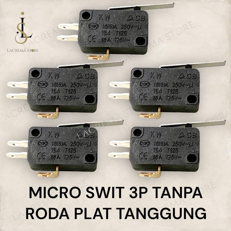 MICRO LIMIT SWITCH 3PIN TANPA RODA PLAT TANGGUNG 3CM
