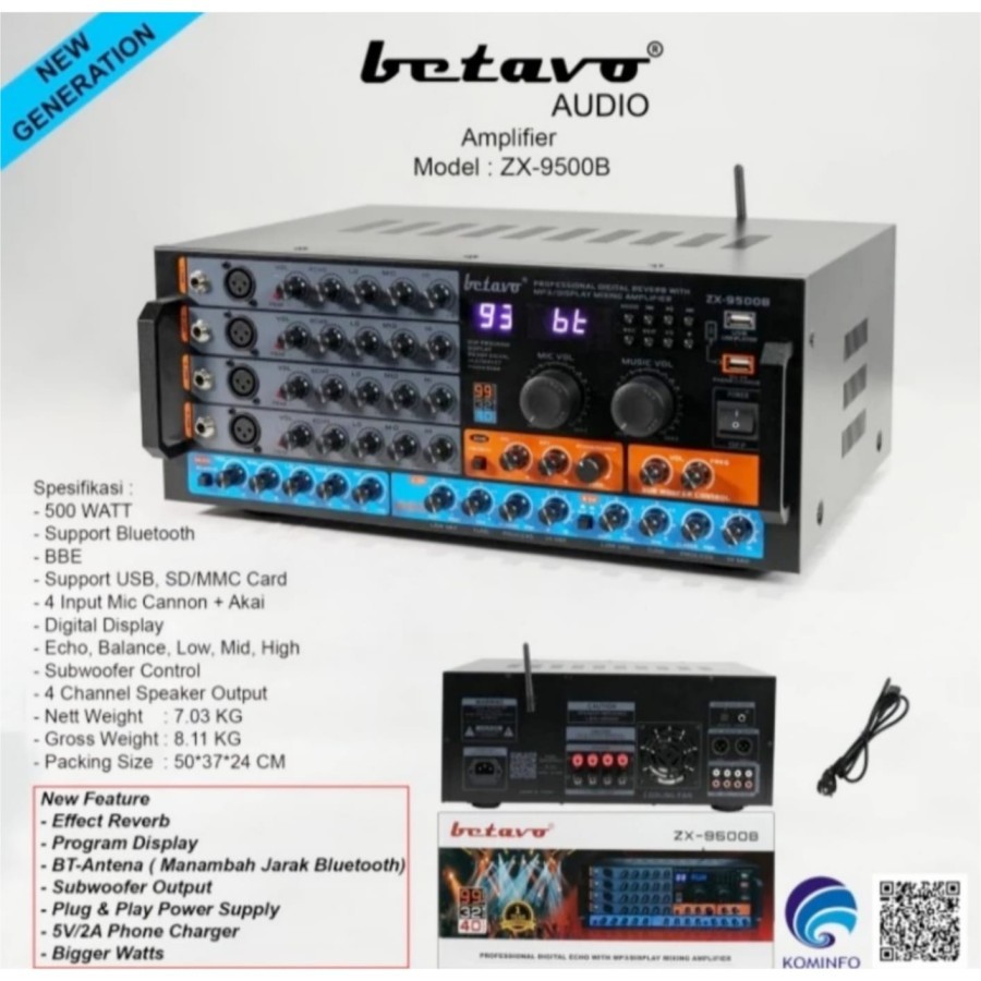 Power amplifier karaoke Betavo Zx 9500 b zx9500b zx 9500b original