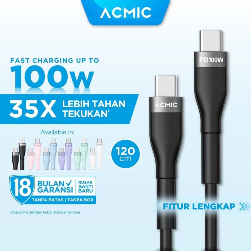 KABEL DATA ORI ACMIC TYPE C TO C 1.2M