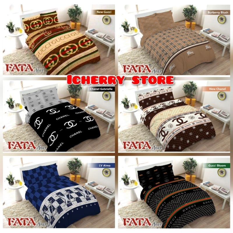 4in1 Full Set Bedcover + Sprei Fata 3D King Queen 180 160 Flat Karet Rumbai Motif Oxana, Fernando, I