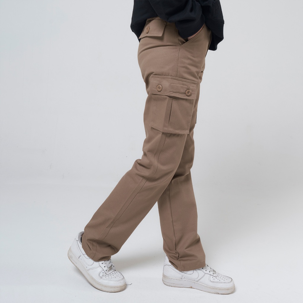 HOWELL.ID Cargo Pants Slim Straight Fit Wanita Mocca
