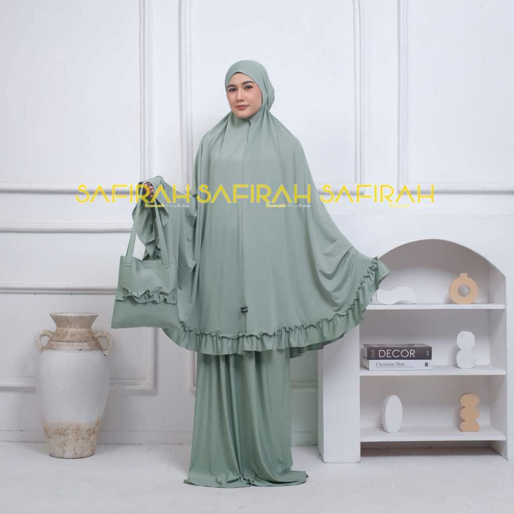 MUKENA DEWASA JUMBO JERSEY RAMPLE PREMIUM Telekung Malaysia BAGIAN BAWAHNYA RAMPLE