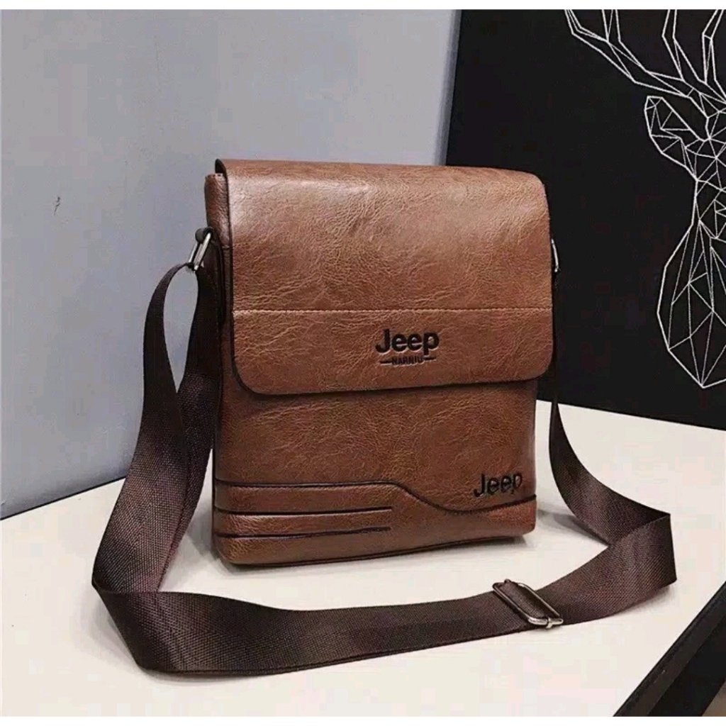 Tas pria selempang kulit impor asli