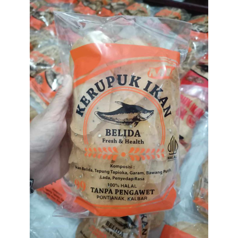 

Krupuk ikan belida / belidak khas pontianak